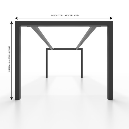 Gambe per tavolo in metallo con doppia barra centrale piedi a forma di U quadro UA2B4040 | Taormina Design